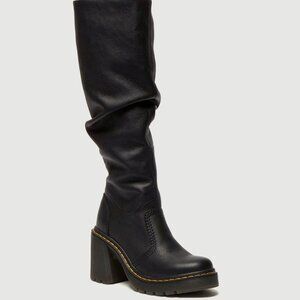 NIB Dr. Martens KASEY VIRGINIA LEATHER TALL HEELED BOOTS - Black Size 8